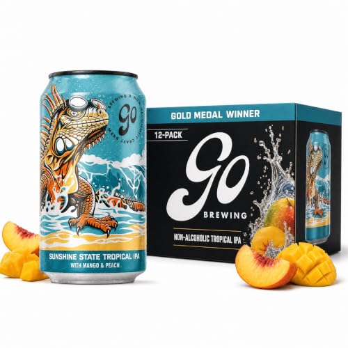 Image of Go Brewing Sunshine State Tropical IPA, NA Beer, 12 Pack (12 oz) | Small-Batch Craft Brew, Low-Calorie, Classic Ingredients, Bold Smooth Finish, Any Occasion