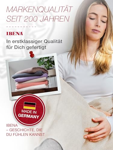 Ibena Malaga Bio Wolldecke 150x200 cm – 100% Baumwolle, Made in Germany, Baumwolldecke wollweiß