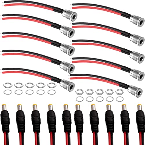 RUNCCI-YUN 18AWG 12V 5.5mmx2.1mm Connettori DC a pannello jack, alimentazione DC presa,10 DC Power Pigtail Cable 5.5 x 2.1mm,Per connettore femmina da pannello CCTV Home Security Surveillance Camera RUNCCI-YUN 18AWG 12V 5.5mmx2.1mm Connettori DC a pannello jack, alimentazione DC presa,10 DC Power Pigtail Cable 5.5 x 2.1mm,Per connettore femmina da pannello CCTV Home Security Surveillance Camera