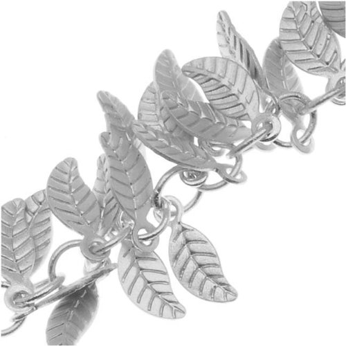 Charm Chain, Leaf 7mm, Antiqued Silver Plated, Cut to Order, by The Inch