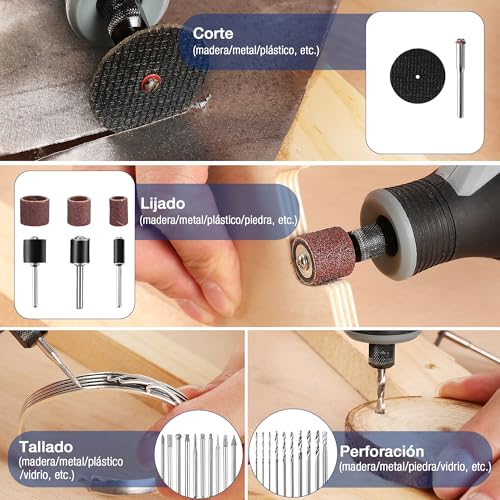 Miniatura 6 de Workpro Kit De 476 Accesorios De Herramientas Giratorias, Brocas De Herramienta Giratoria Para Cortar, Lijar, Moler, Tallar, Pulir, Taladrar Y Grabar Fácilmente
