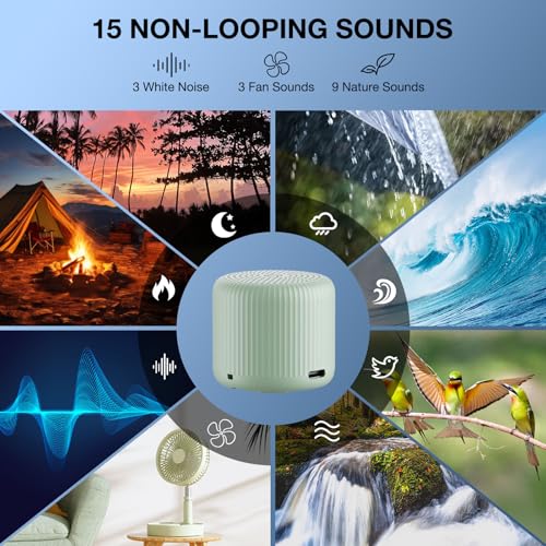 Image of White Noise Machine Baby Portable Sound Machine,LEICEX Travel Sound Machine,15 Non-Looping Sound Timer and Memory Play, Mini White Noise Machine for Sleeping Office Travel (Mint)