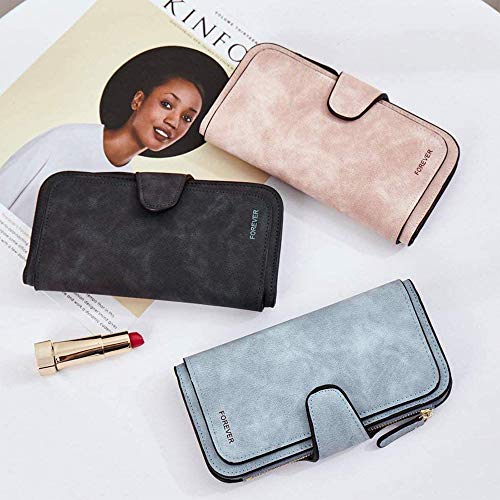 MEISO Ladies Black PU Leather Bi-Fold Wallet with 22 Compartments, 14 Card Slots, Zip Pocket, Foldable, Lightweight by MEISO - Image 7