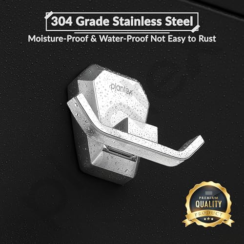 Image of Plantex Robe Hook for Bathroom /304 Grade Stainless Steel Towel Hook /Cloth Hanger /Bathroom Accessories - Pack of 1 (PM-2405-Chrome)
