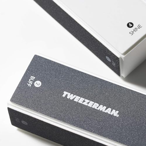 TWEEZERMAN Nagelfeilenblock (Professionell, Doppelpack, Feilen, Polieren und Glätten der Nägel, inklusive Nagelbett und Nagelrändern), Schwarz