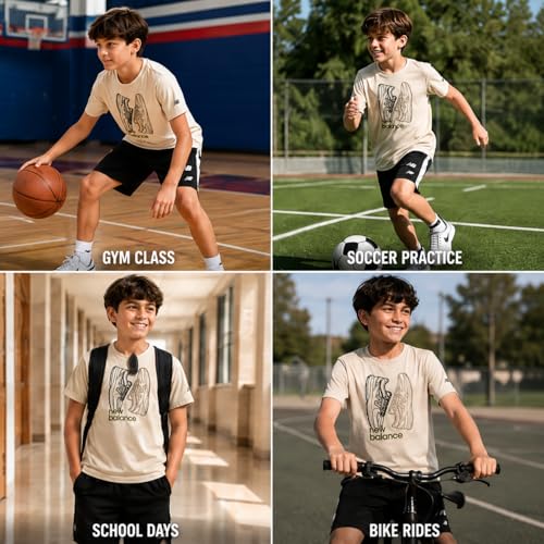Image of New Balance Boys Athletic Shorts Set - 2 Piece Cotton Blend Jersey Shirt and Active Basketball Shorts for Boys