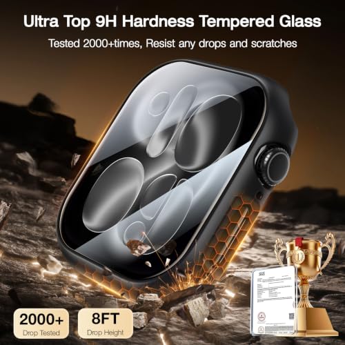 Image of LK Case for Apple Watch Series 11 /Series 10 Screen Protector 42mm | Touch Sensitive Ultra-Thin Bumper Full Protective Cover Hard PC Case Tempered Glass for iWatch 40mm, Black