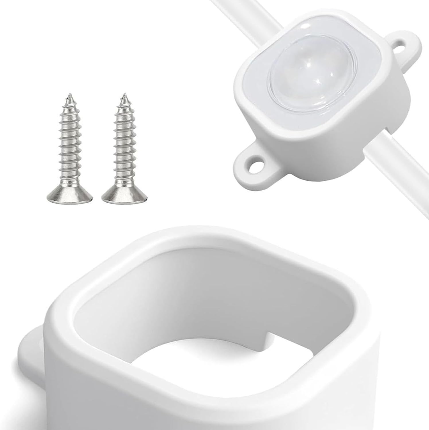 Luocute 125PCS String Light Mounting Clips, Outdoor Fixing Brackets with 250 Screws for H706 Permanent Lights, High Density Plastic, Semi Enclosed Design