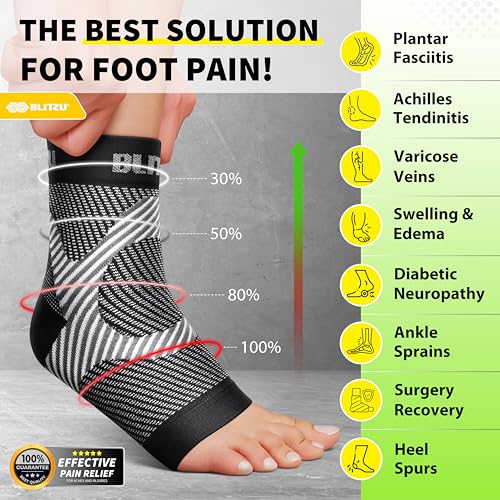 compression socks for plantar fasciitis achilles tendonitis arthritis relief ankle brace compression sleeve with foot arch support ankle wrap for women men swelling amp heel pain black l-xl