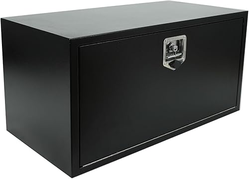 Miniatura 42 de Caja de herramientas de 48x24x24 pulgadas, caja de almacenamiento negra de aluminio para cama de camioneta pickup con cerradura y llaves, exterior,