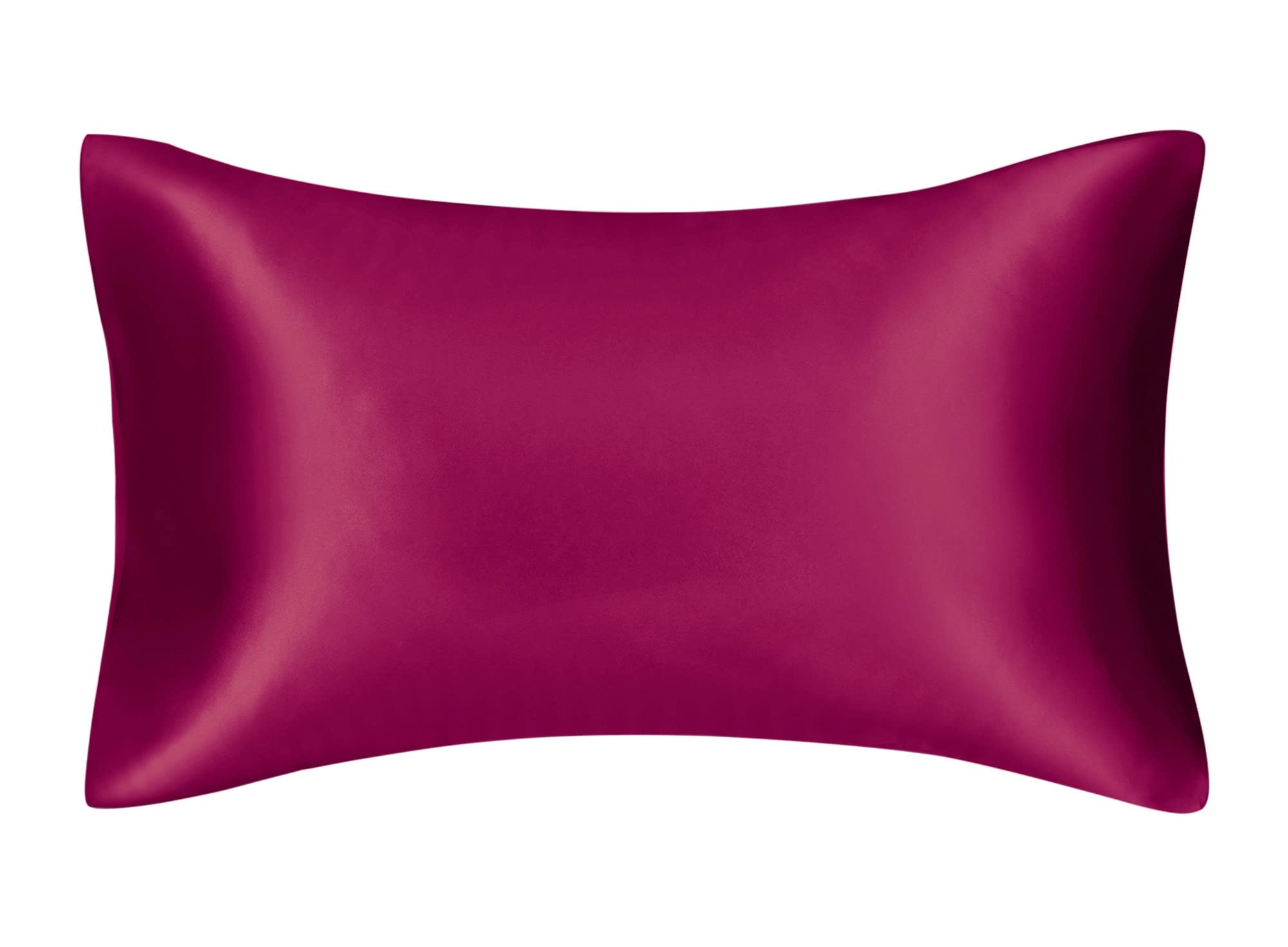 FLCA 100% Mulberry Silk Charmeuse Silk Pillowcase Both Sides Silk Pillow Shams Cover for Skin Health with Hidden Zipper (Burgundy, Standard)