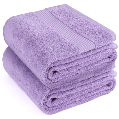 Image of Cotton Paradise 100% Cotton Turkish Towel Set, Soft Absorbent Quick Dry, 2 Piece 35x70 Bath Sheet Set, Lilac