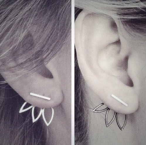 Fashion Design Earrings for Women Hollow Out Leaf Flower Stud Earrings Simple Metal Ear Jewelry (Gold)
