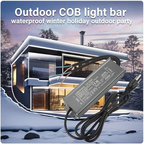 Image of LED Driver 12V 250W, Waterproof IP67 LED Power Supply, AC 110V to DC 12 Volt Low Voltage Transformer with 3-Prong Plug 3.3 Feet Cable for DC Indoor Outdoor LED Light, Computer Project