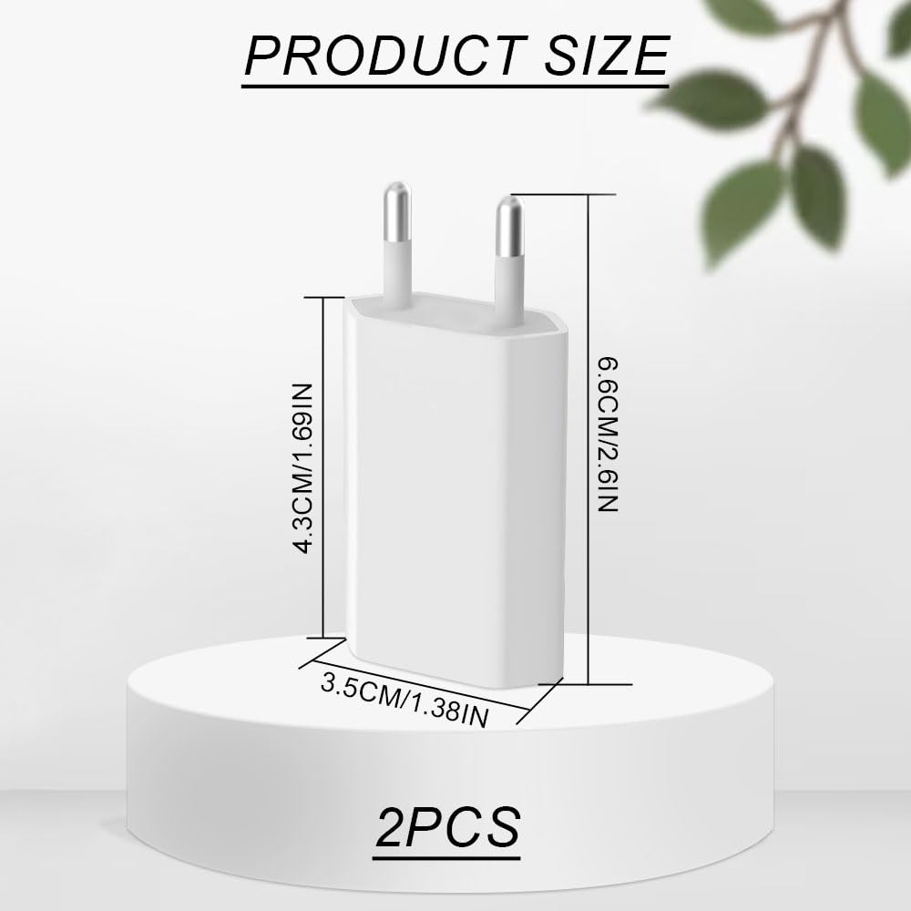 Caricabatterie USB 5V/1A, 2 prese adattatore di alimentazione universale, presa elettrica per telefono, pad, smartphone, tablet, auricolari, MP3, fotocamera, power bank, non cavo
