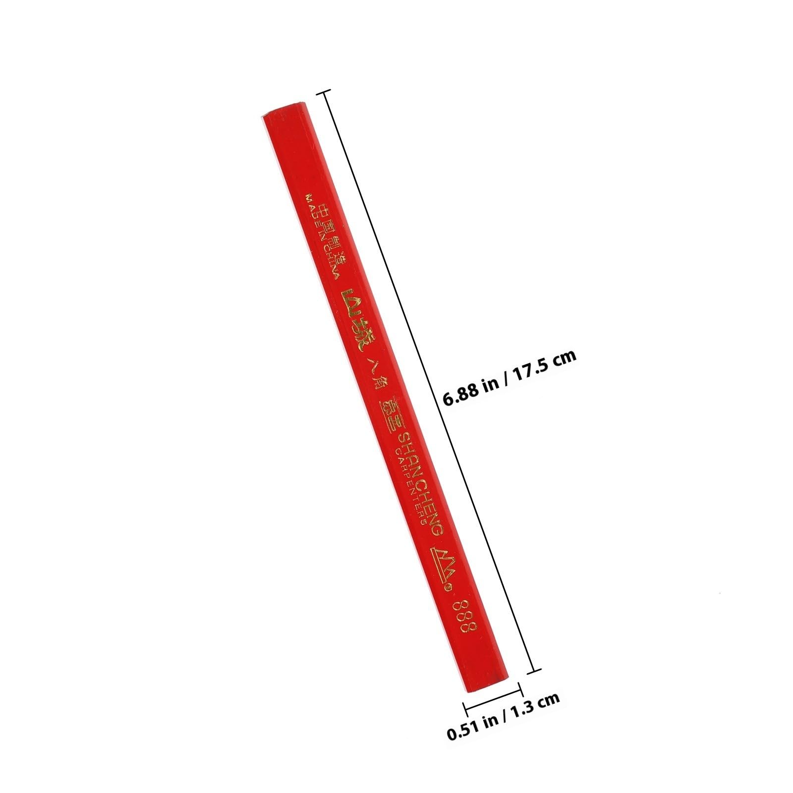 Artibetter Matite da Carpentiere e Antiscivolo Rosse 72 Ottagonali in Legno Resistenti per Scrivere su Superfici Dure e Irregolari per Lavori di Edilizia e Falegnameria