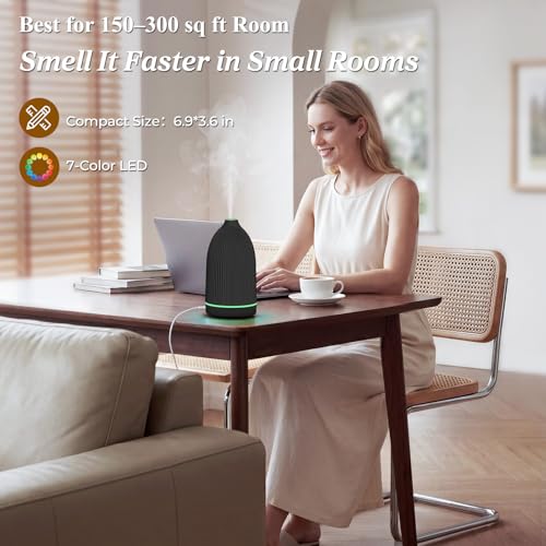 Image of URPOWER 150ML Essential Oil Diffuser Ultrasonic Cool Mist Humidifier with 7 LED Lights, Timer & Auto-Off Quiet Aromatherapy Scent Diffuser for Home Bedroom Office Relaxation