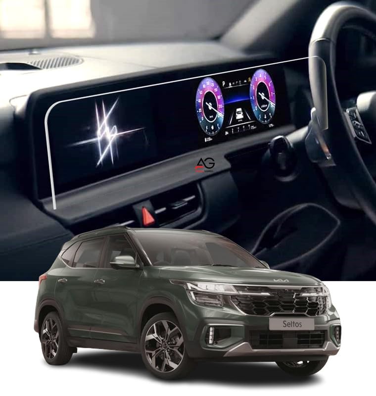 ANDEAL GUARDS Screen Guard For Kia Seltos Facelift 2023 X Line HTX HTX+ GTX+ Accessories Dual Screen infotainment system Protection film - GLOSSY FINISH- Pack of 1