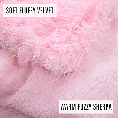 Lochas Super Soft Shaggy Faux Fur Blanket, Plush Fuzzy Bed Throw Decorative Washable Cozy Sherpa Fluffy Blankets For Couch Chair Sofa (Baby Pink 50" X 60") #TOP3