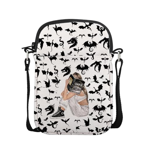POFULL Romantasy Fantasy Book Lover Gift Bookish Merch Dragon Rider Crossbody Bag