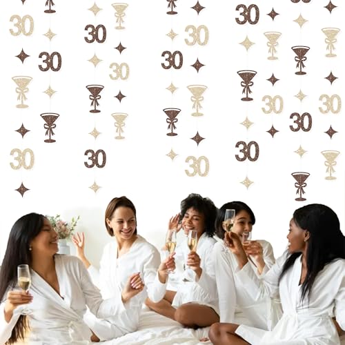 Image of Champagne Gold Brown 30th Birthday Decorations Espresso Martini Garland Streamer Banner Decor for Women A Tini Bit Older Martini Birthday Cheers to 30 Years Happy 30th Anniversary Bar Party Supplies