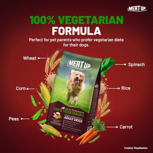 Image of Meat Up Adult Dry Dog Food, 100% Vegetarian 5kg (Pack of 2)
