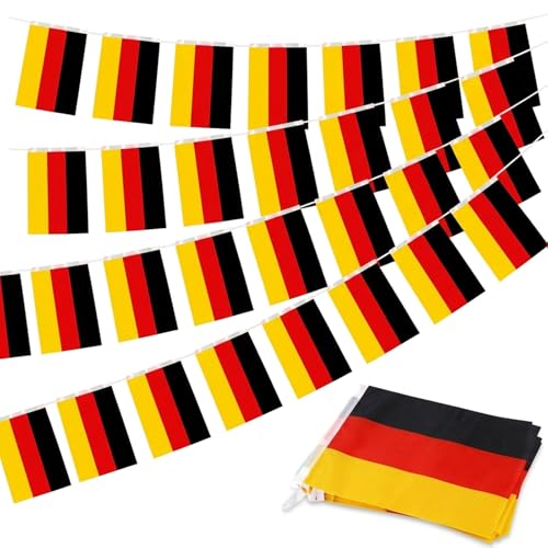 HOMAVEL Wimpelkette Deutschland 10m mit 30 Flaggen - WM 2026 Fußball Fanartikel Deutsche Fahnengirlande Wimpelgirlande Wetterfeste Deko für Party Garten Bar Public Viewing & Geburtstag
