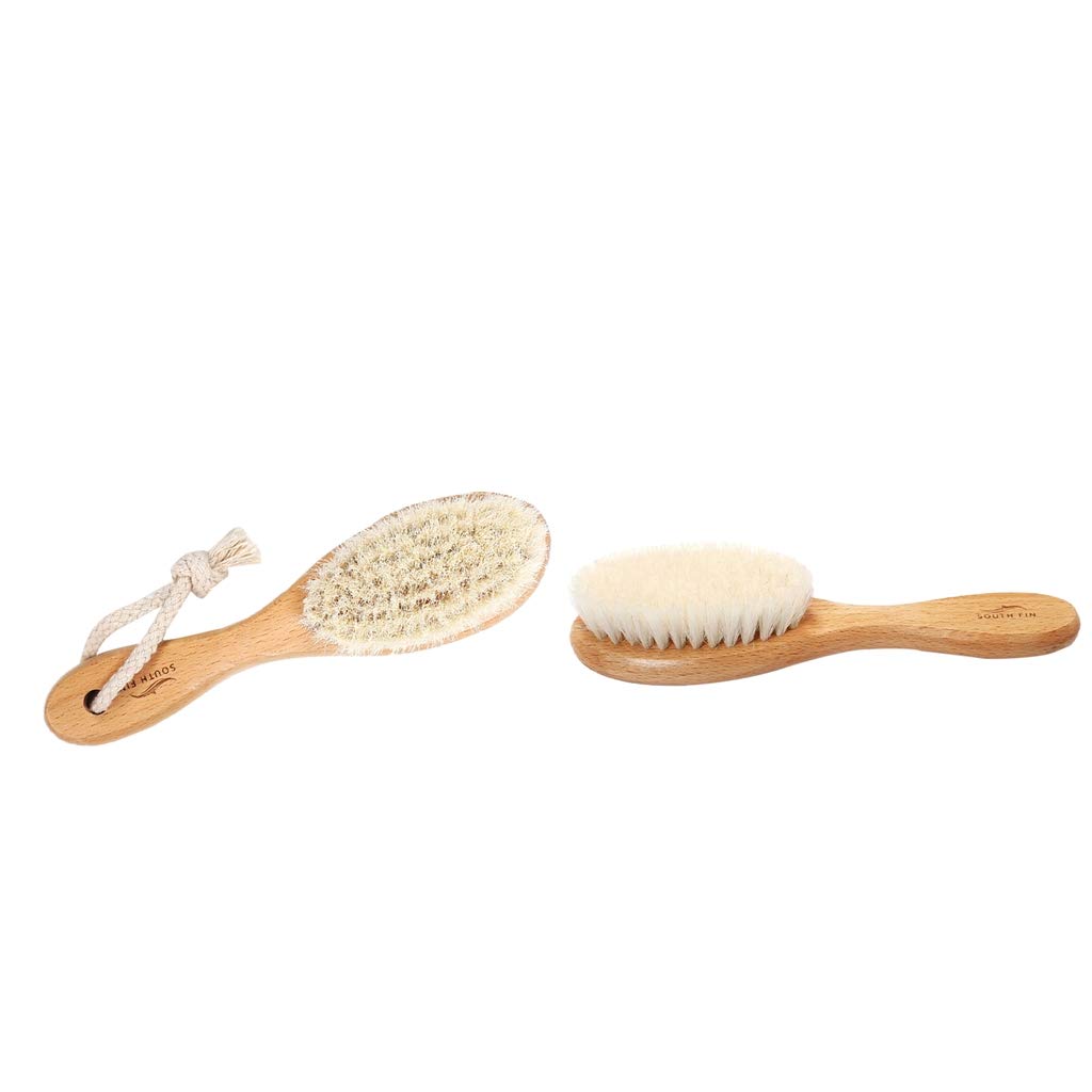 Sharplace 2 Pieces Beech Wood, Nylon, Skin, Body, Scrub, Brush, Baby, Body, Scrubber, Massager
