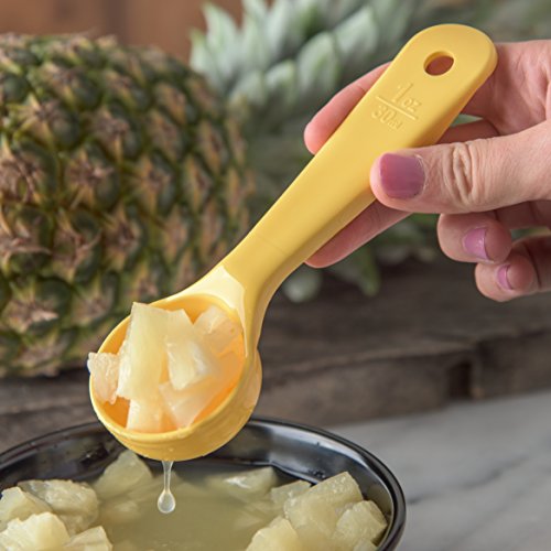 Image of Carlisle FoodService Products 492304 Perforated Short Handle Portion Control Spoon, 1 oz, Yellow