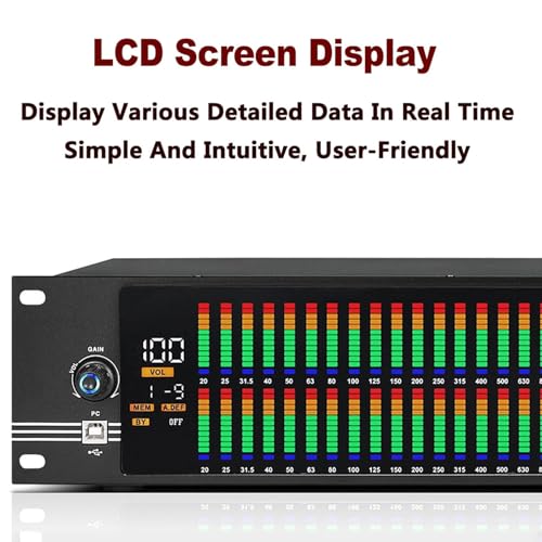 Ecualizador Digital EQ con Reducción de Ruido, Pantalla Espectral HD, 31 Bandas, 10 Efectos Preestablecidos Guardados, Pantalla LCD de Alta Definición y Chip de Procesamiento DSP miniatura 4