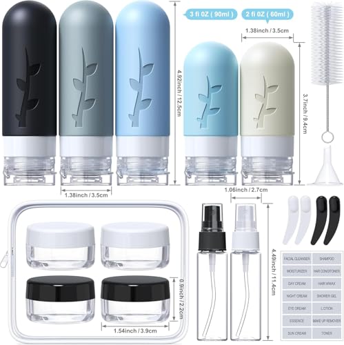 Image of Aeomni 19 pack Travel Bottles for Toiletries, TSA Approved Silicone travel Size Containers for toiletries Set, Refillable & Leakproof Travel Bottles