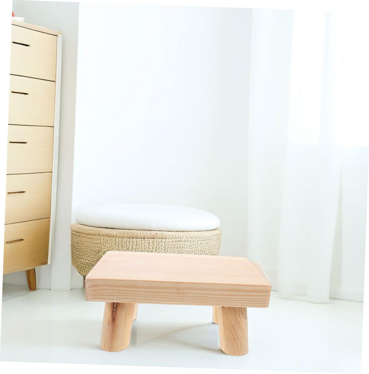 2pcs Wooden Step Stool with Childsafe Rounded Edges Ergonomic Support Footstool for Kitchen Bathroom Bedroom Comfortable Stable Stool for Boys