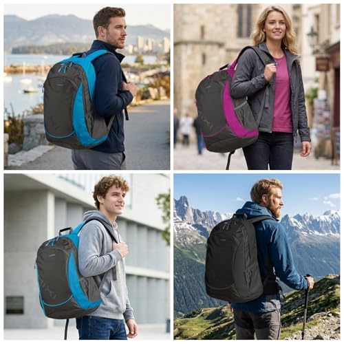 mixi Ultra Lightweight Backpack 45L Waterproof Casual Backpack for Travel Sports Camping Hiking College Back Pack Daypack for Men Women, 21 inch-Rose Red - Image 3