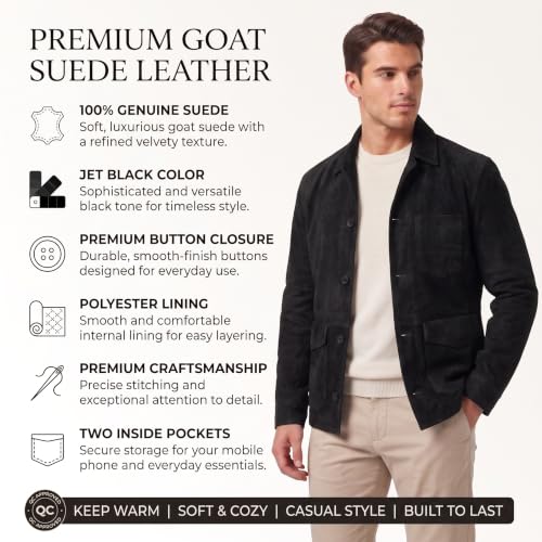 Image of Suede Leather Jacket Men - Real Lambskin Suede Casual Leather Jackets For Men - Mens Suede Jacket