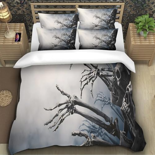 Housse de Couette Squelette 3D : Ne Ternit Pas, Microfibre Douce avec Zip Caché - 5