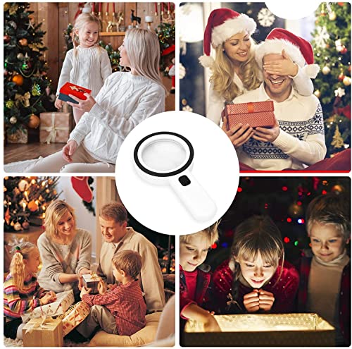 Magnifying Glass With 12 Led Lights, 30X Double Glass Lens Handheld Illuminated Magnifier Reading Magnifying Glass With For Seniors Read, Coins, Stamps, Map, Inspection, Macular Degeneration #TOP6