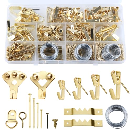 SPEEDWOX 309Pcs Heavy Duty Photo Kit Colgando Perchas Fotográficas Kit Colgantes Colgantes Foto Metal Gancho Colgantes con Clavos, Perchas de Fotos en Paneles de Yeso, Pared de Madera