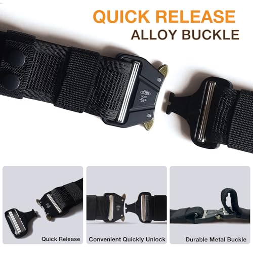 8 in 1 Police Utility Belt with 4 Pcs Belt Keepers Nylon Tactical Security Guard Duty Belt Versatile Military Modular Equipment System Molded Duty Belts Set for Law Enforcement,Black4