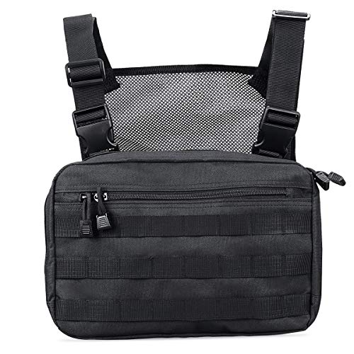 Abcgoodefg Tactical Chest Rig Molle Radio Chest Harness Holder Holster Vest Front Chest Pouch Outdoor Chest Bag Chest Pack(Black) #TOP5