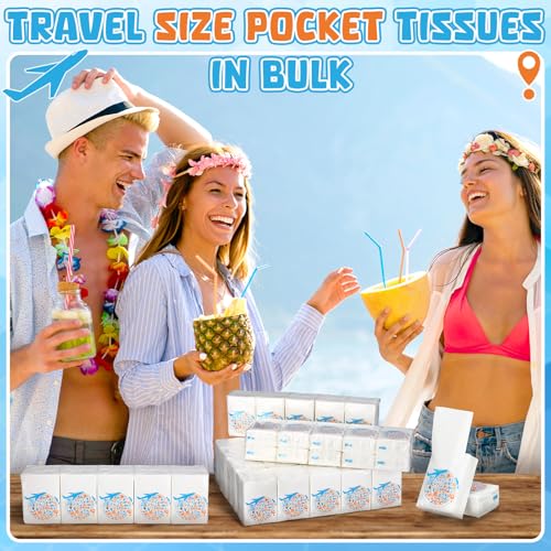 Image of Therwen 100 Pack Pocket Tissues Travel Bulk 1000 Sheet, Journey Theme