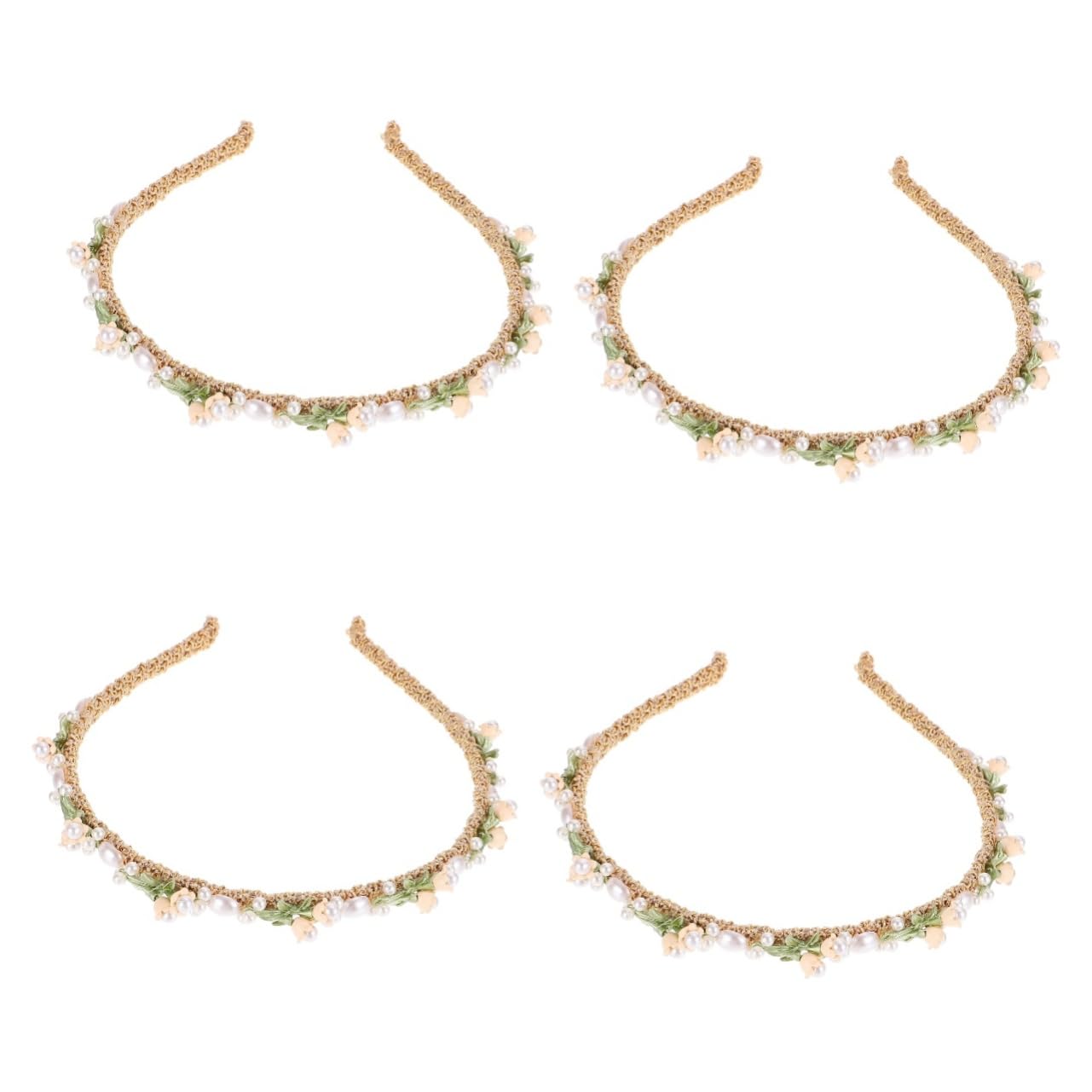 Ipetboom 4pezzi Cerchietto Floreale Per Sposa Elegante Accessorio Per Matrimonio e Feste Design Unico Con Fiori Di Mughetto Adatto Tutte Le Occasioni