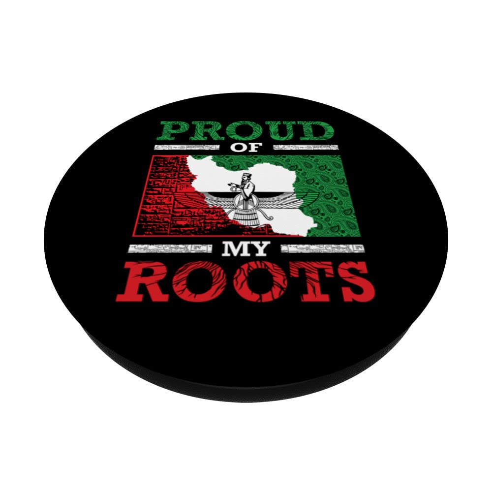 Iran Iranian Persian Irani Flag Iran Roots Farsi Irani Iran PopSockets Swappable PopGrip, Black - Image 2