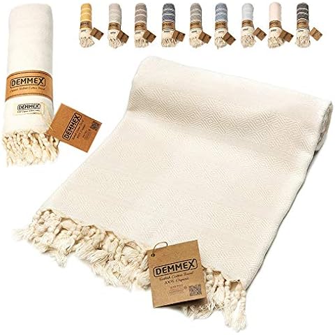 DEMMEX Toalla de algodón turco 100% orgánico certificado y tinte orgánico prelavado XL con tejido de diamante turco Cover