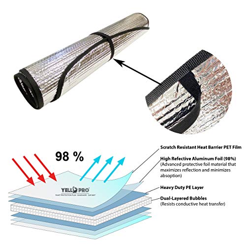 Yellopro Custom Fit Automotive Reflective Front Windshield Sunshade For 1996-2023 Chevrolet Express Cargo Van, 1500, 2500, 3500, 4500, Ls, Lt, Passenger Van, Uv Reflector Sun Protection Accessories #TOP3