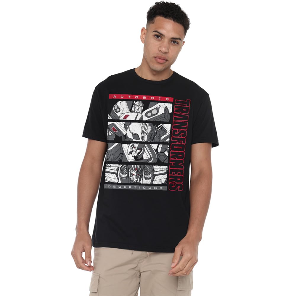 Hasbro Unisex Black Transformers Generations Autobots And Decepticons Boxes T-Shirt, Large