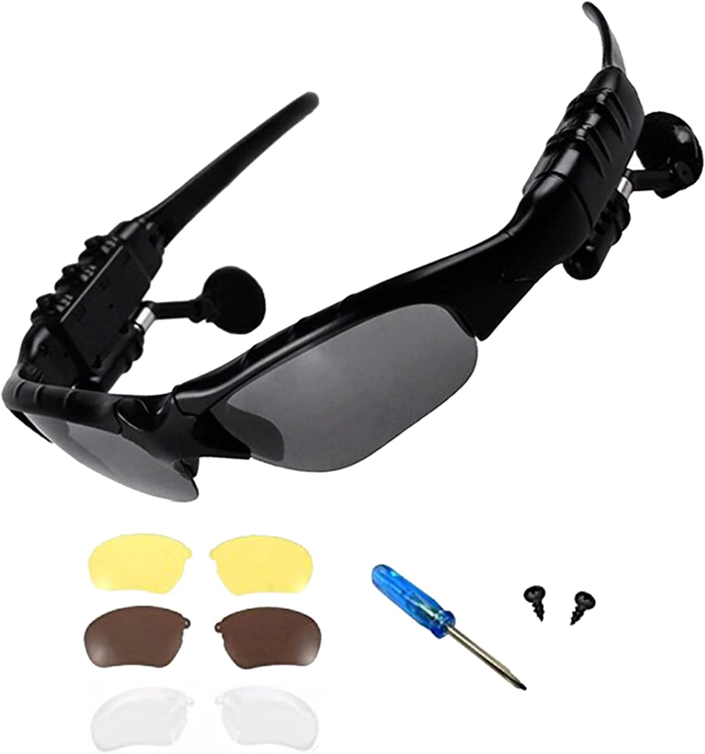 Wireless Bluetooth Sunglasses Anti-ray Stereo 4.1 Music Bluetooth Headphones for Men Support Both Headset and Hands-Free for All Kinds of Cell Phones (Black-Gray)