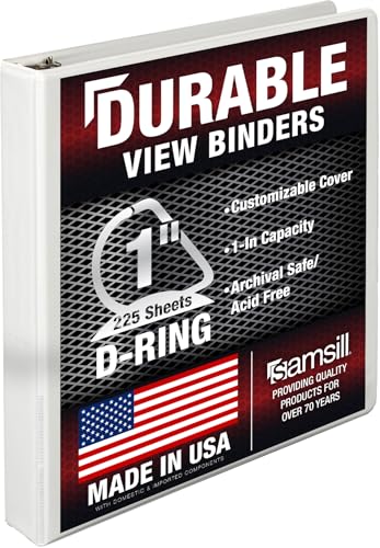 Image of Samsill Durable 1 inch 3 Ring Binder, D Ring Binder, 100% Recycled Chipboard, White