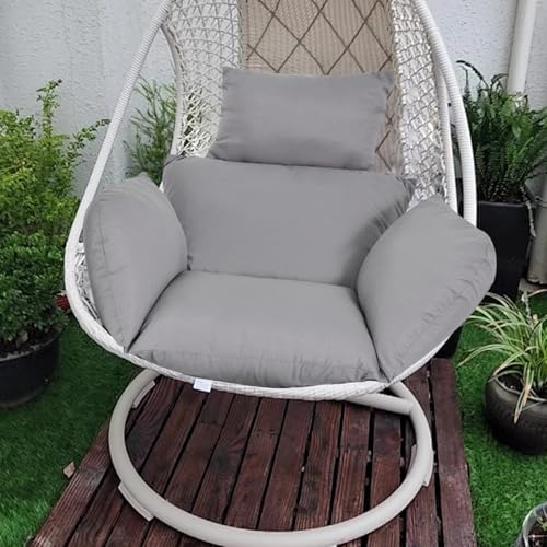 Stuhlkissenbezüge, 1 Set, farbecht, waschbar, Polyester-Kissenbezüge mit Reißverschluss und Bindeband für Hängesessel/Eierstuhl/Schaukelstuhl, grau, Hängesesselkissen, Eierstuhlkissen, Schaukelst