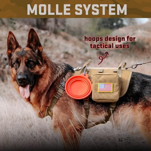 Forestpaw Tactical Dog Harness for Large Dogs,Tactical Dog Collar with Bungee Leash Set,No Pull Military Dog Harness for Walking Training,Adjustable for Medium Large Dogs,Khaki,Chest 19.5-41.5" - Image 5