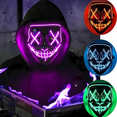 Mascara Led Neon Cosplay Festa Fantasia Terror Masculino Feminino...